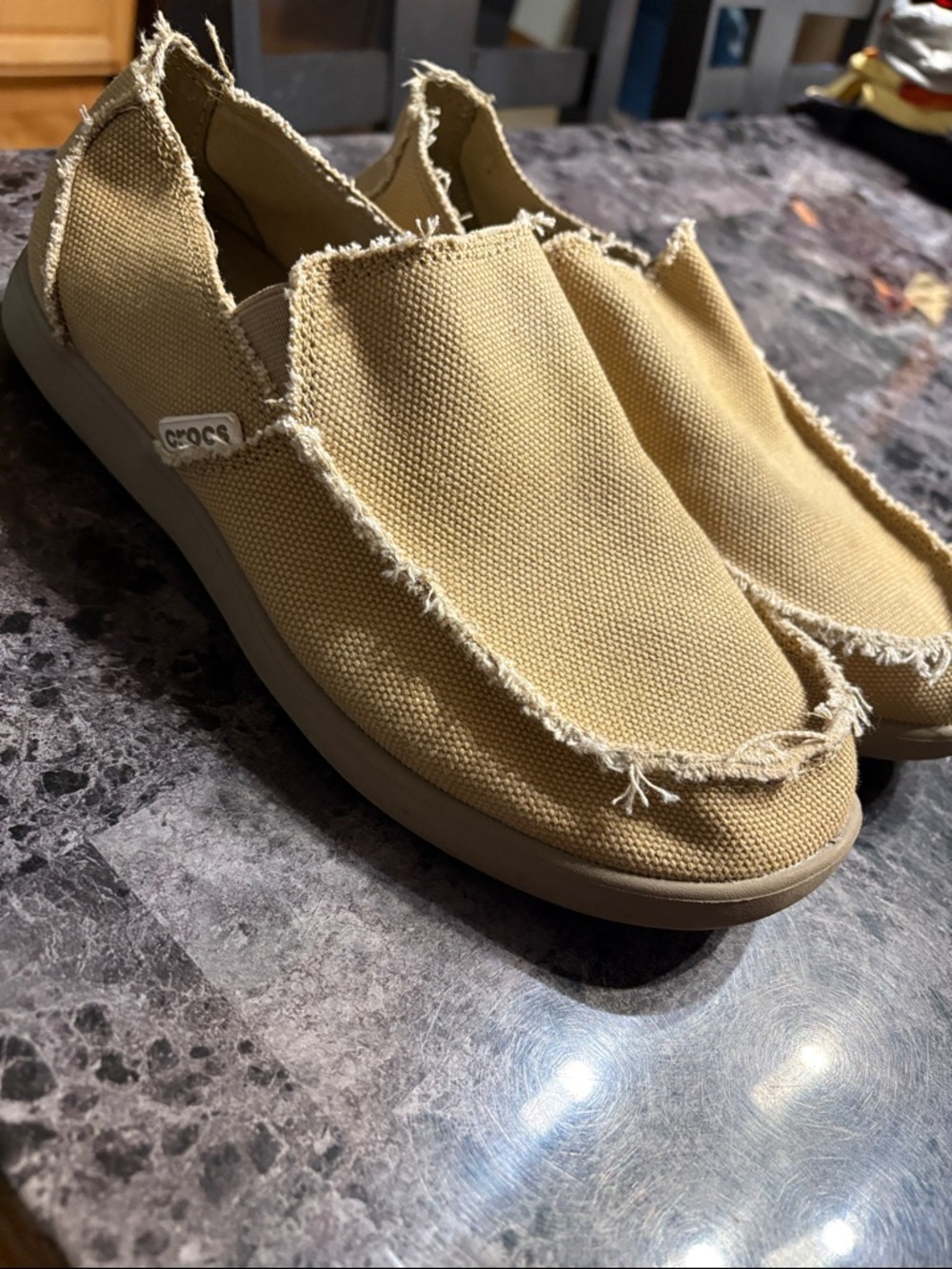 CROCS Canvas Slip-On Shoes in Tan